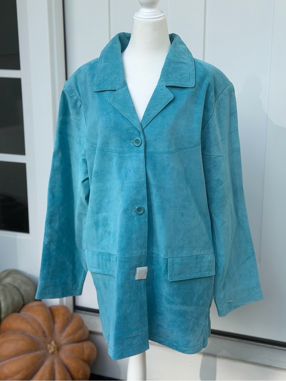 Jessica Holbrook Teal Suede Long Coat